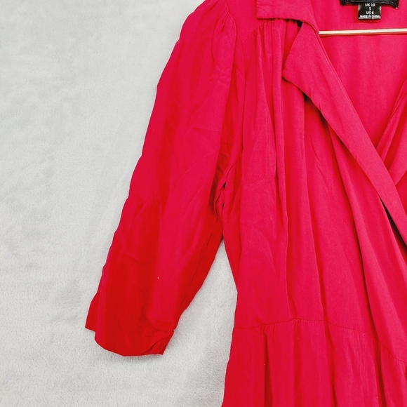 ModCloth x Collectif Classic Red Wrap Summer Midi Waist Tie Dress P5470 - Picture 4 of 9